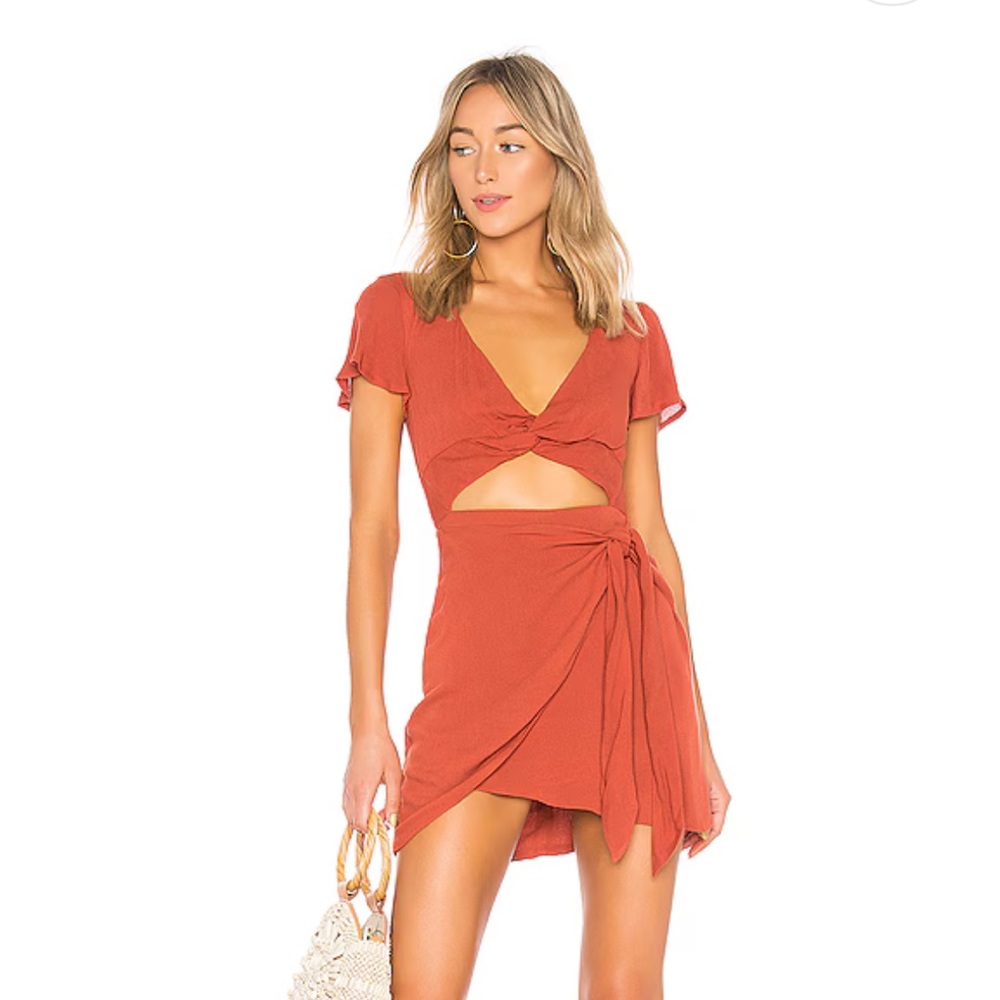 MAJORELLE‎ Evelyn Dress in Terracotta Orange